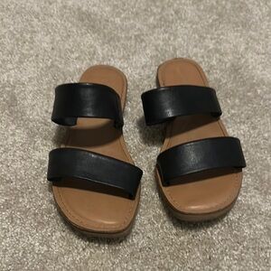 Women's Black Leather Sandals